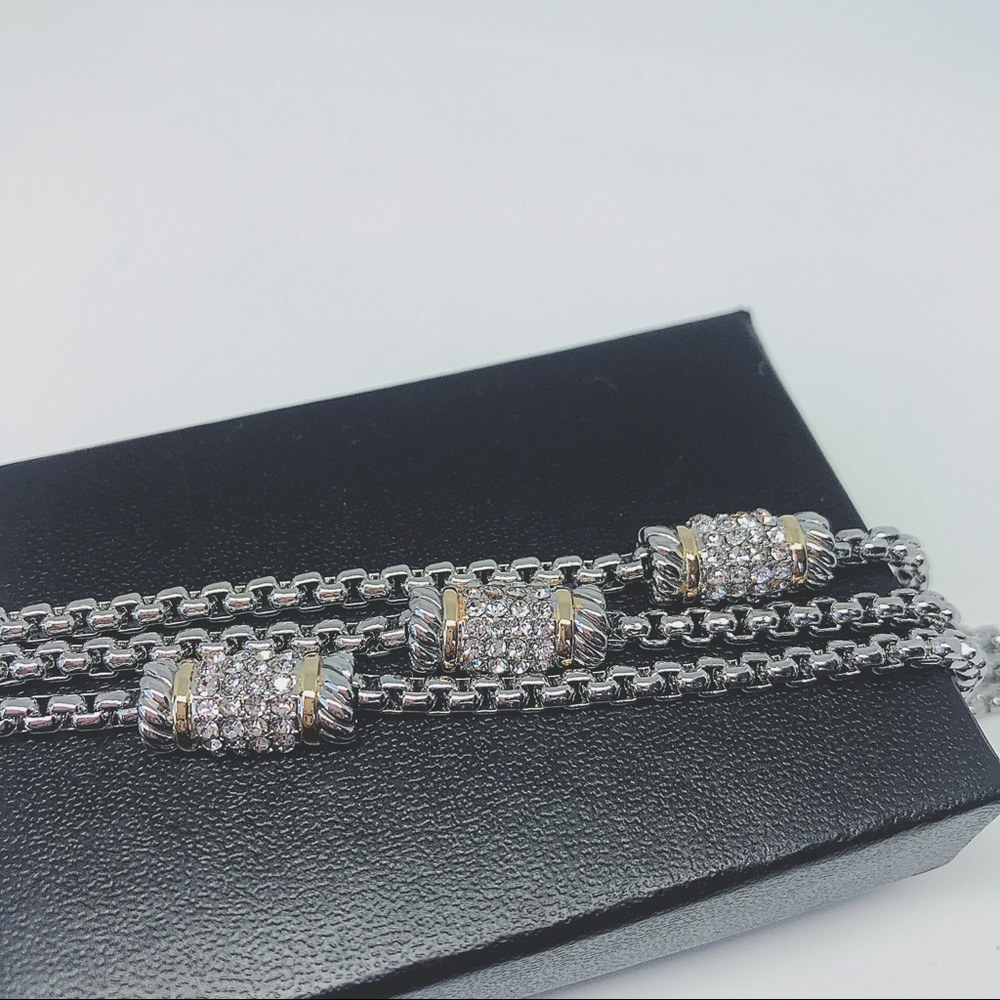 Rhodium/ 18K Gold Plated Chains Bracelet - Picture 3 of 8